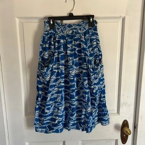 anthropologie Blue Midi Skirt With Pockets